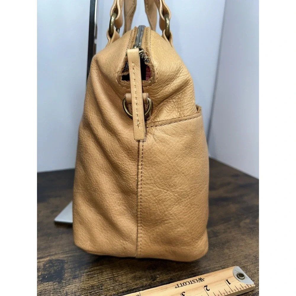 American Leather Co Tan Satchel Shoulder Crossbody Bag Large Genuine Leather